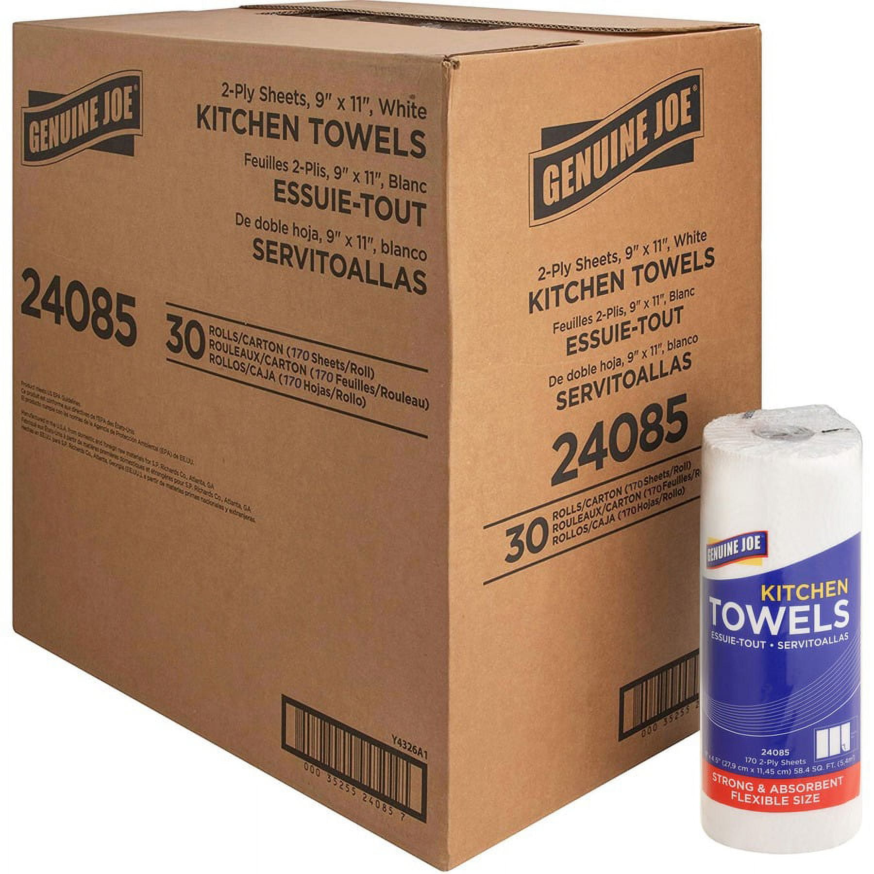 Genuine Joe Kitchen Roll Flexible Size Towels - 2 Ply - 1.63 Genuine Joe Kitchen Roll Flexible Size Towels - 2 Ply - 1.63