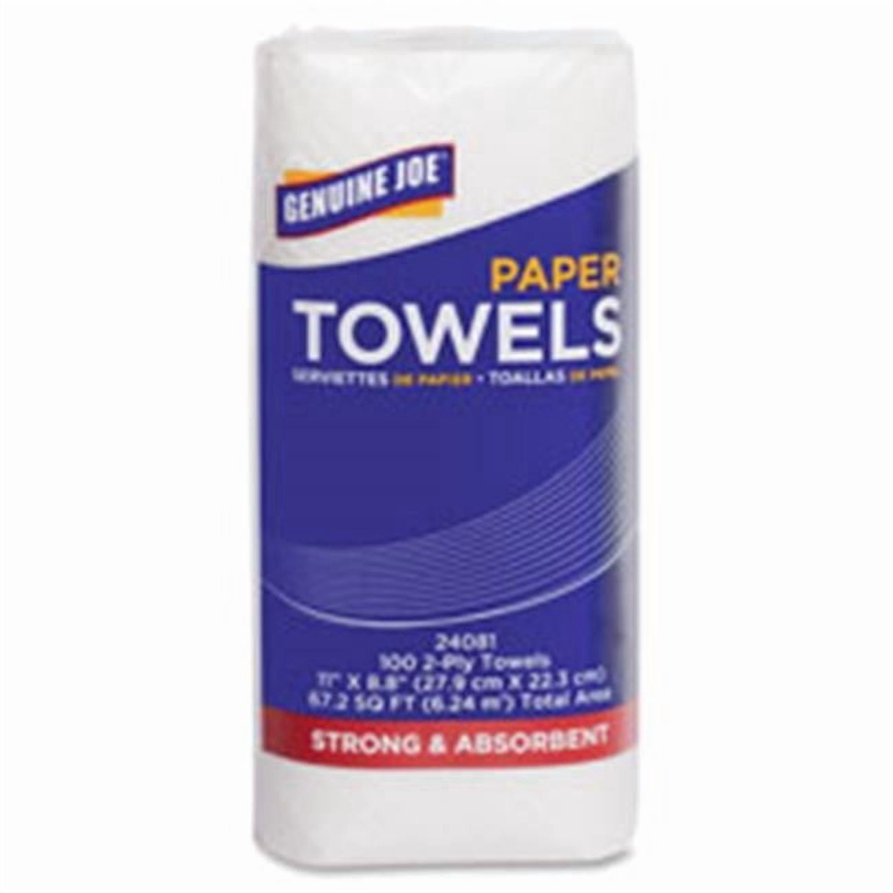 Genuine Joe  Paper Towels Roll, 2-Ply, 100 Sheets-Roll,11 in. x 9 in., 24RL-CT,WE