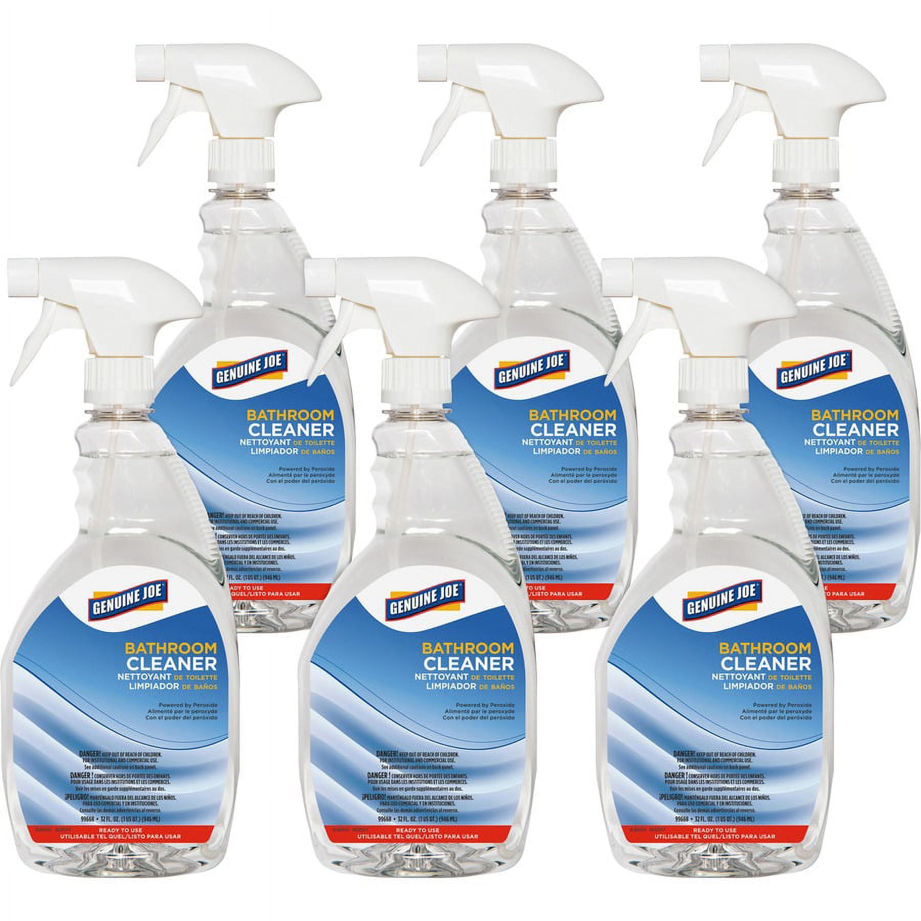 Genuine Joe Peroxide-Powered Bathroom Cleaner - Ready-To-Use - 32 fl oz (1 quart) - 6 / Carton - Clear Genuine Joe Peroxide-Powered Bathroom Cleaner - Ready-To-Use - 32 fl oz (1 quart) - 6 / Carton - Clear