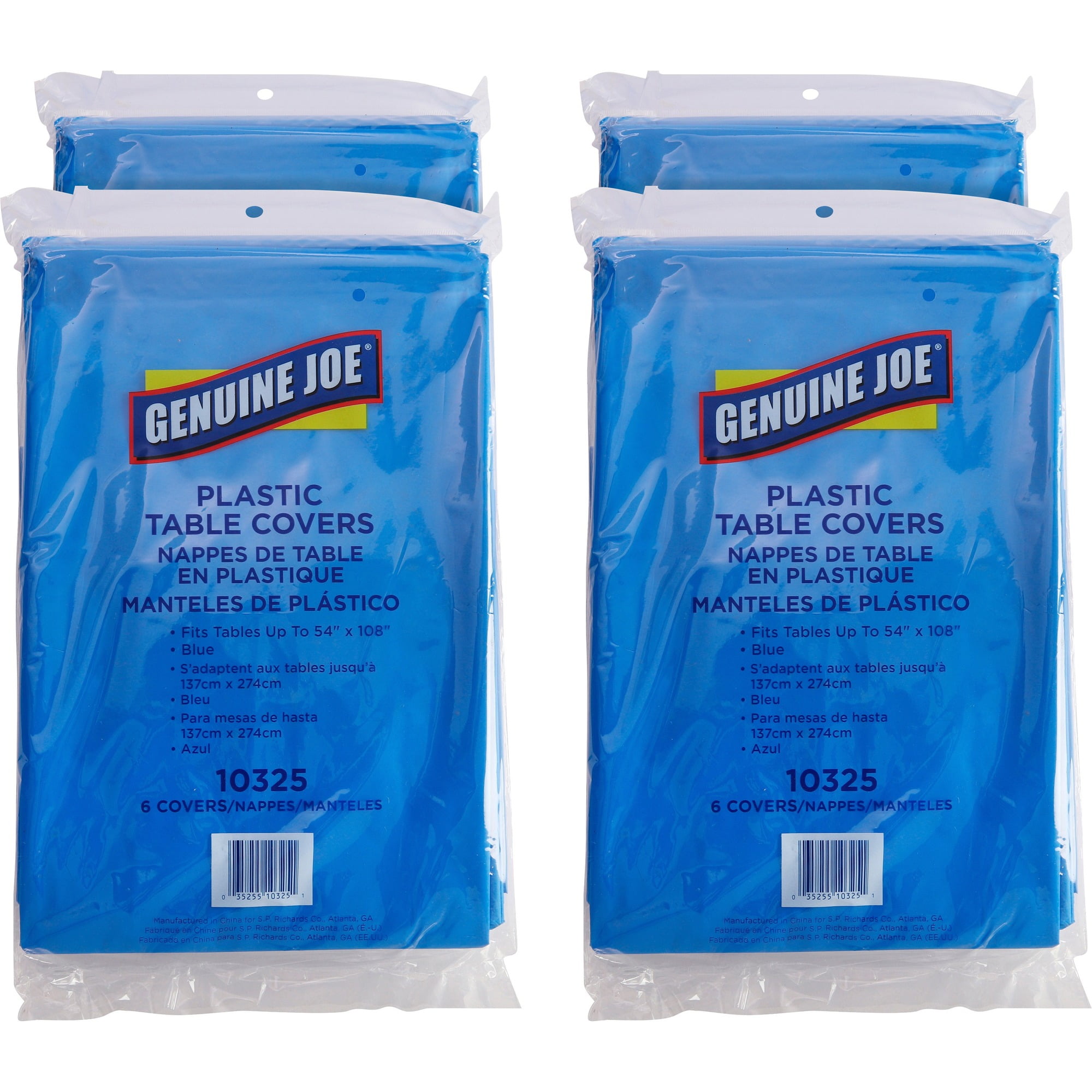 Genuine Joe Plastic Rectangular Table Covers - 108" Length X 54" Width - Plastic - Blue - 24 / Carton