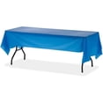 thumbnail image 1 of Genuine Joe Plastic Rectangular Table Covers 108" Length x 54" Width - Plastic - Blue - 6 / Pack, 1 of 5