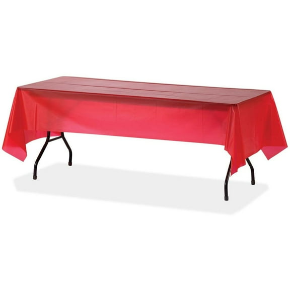 Genuine Joe Plastic Rectangular Table Covers - 108" X 54" - 24 / Carton - Plastic - Red (10326ct)