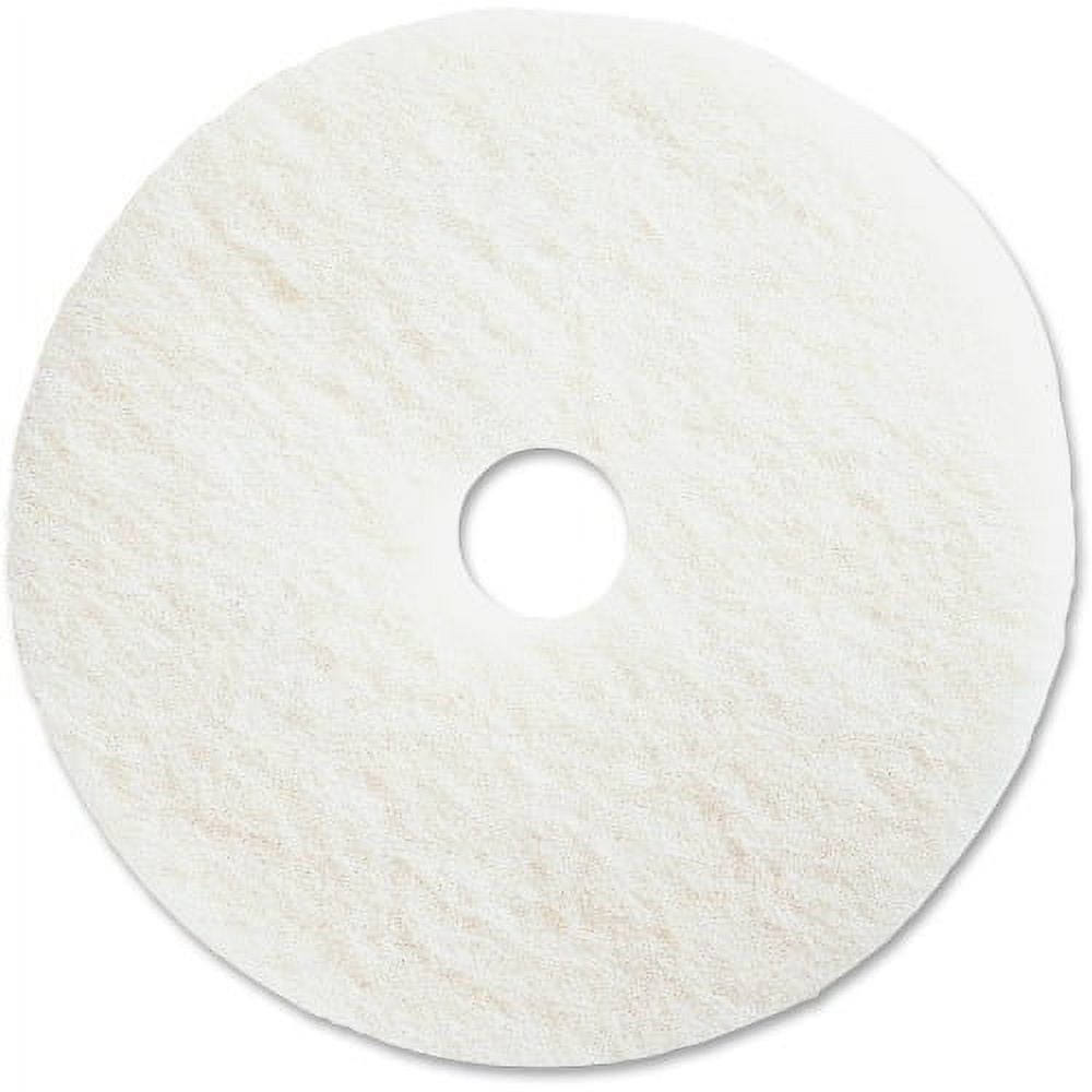 Genuine Joe Polishing Floor Pad 16" Diameter - 5/Carton x 16" Diameter x 1" Thickness - Resin, Fiber - White