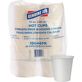 Genuine Joe 10 oz Disposable Hot Cups - 50 / Pack - 5 / Bundle - White - Polyurethane - Hot Drink, Beverage