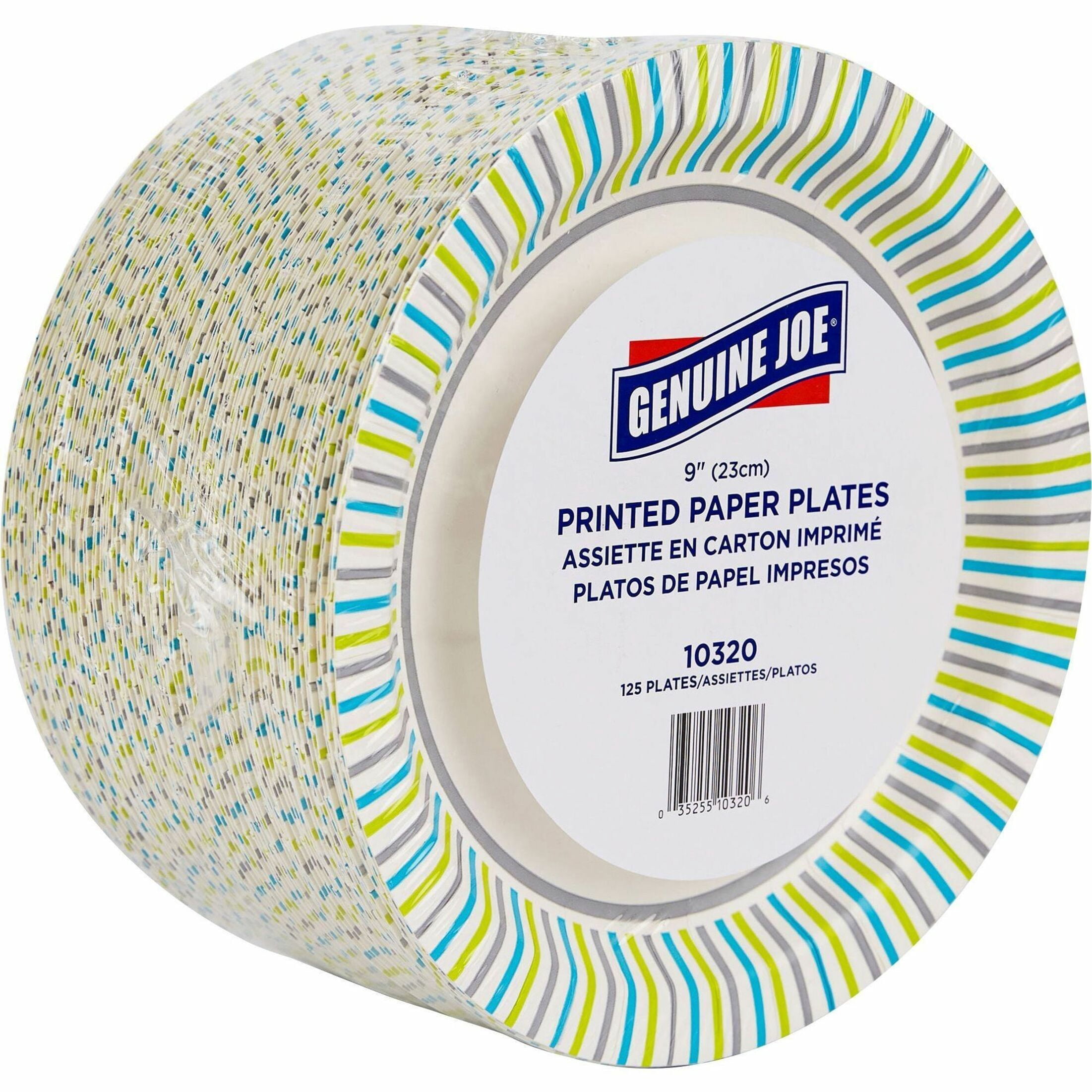 Genuine Joe, GJO10320, Printed Paper Plates, 125 / Pack, Assorted