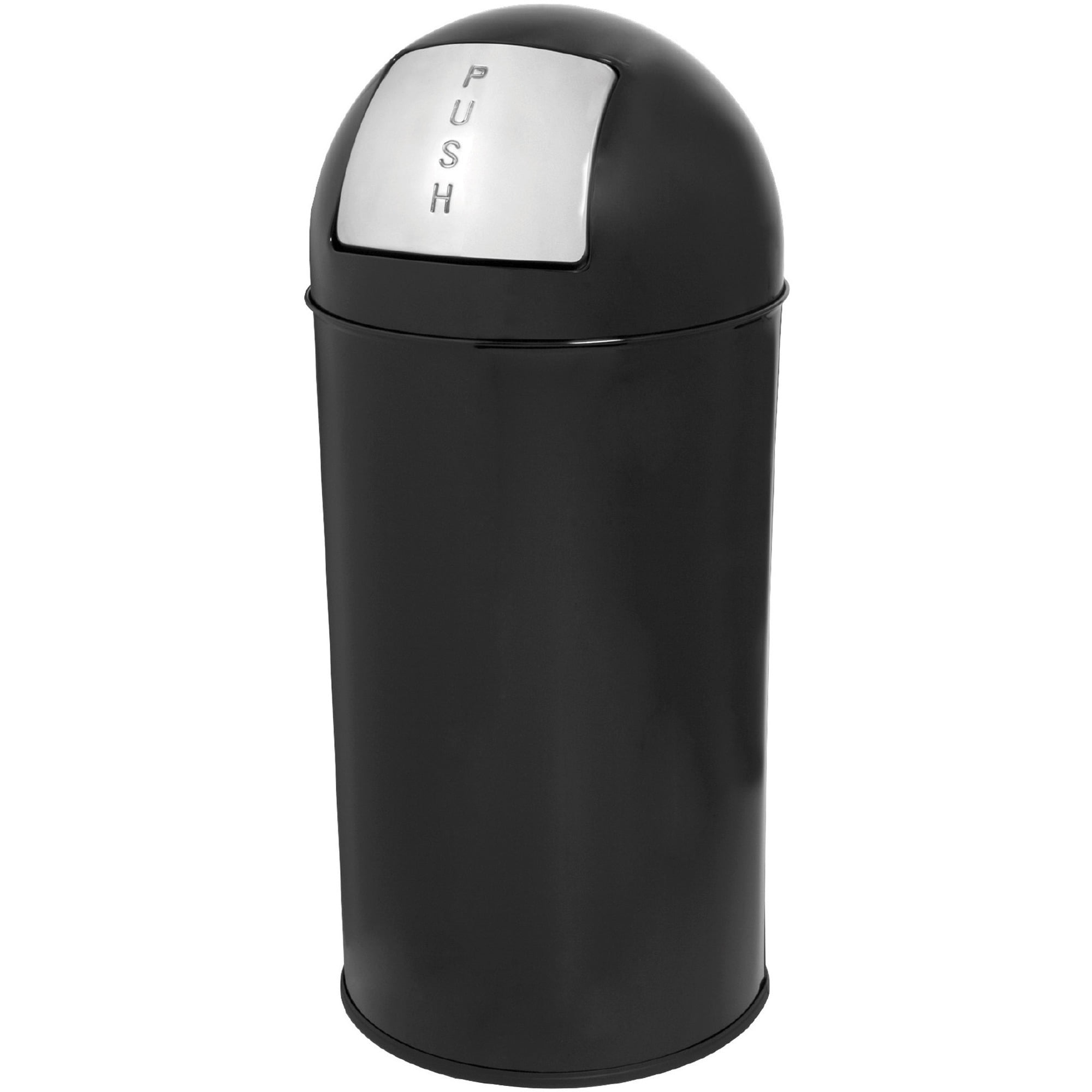 Black Galvanized Steel Push Pedal Office Trash Can