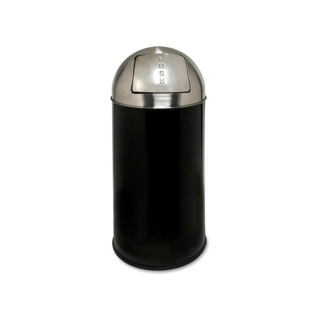 Genuine Joe Push Receptacle 14"diameter x 29"H 12 Gal. BK/SR 58886