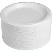 Genuine Joe Reusable Plastic Plates, White, 9", 125 pack, GJO10329