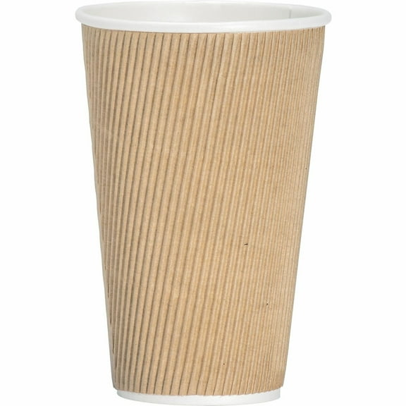 Genuine Joe Rippled Hot Cup 16oz. 500/CT Brown 11257CT