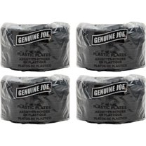 Genuine Joe Round Plastic Black Plates 125 / Pack - 9" Diameter Plate - Plastic - Serving - Disposable - Black - 500 Piece(s) / Carton