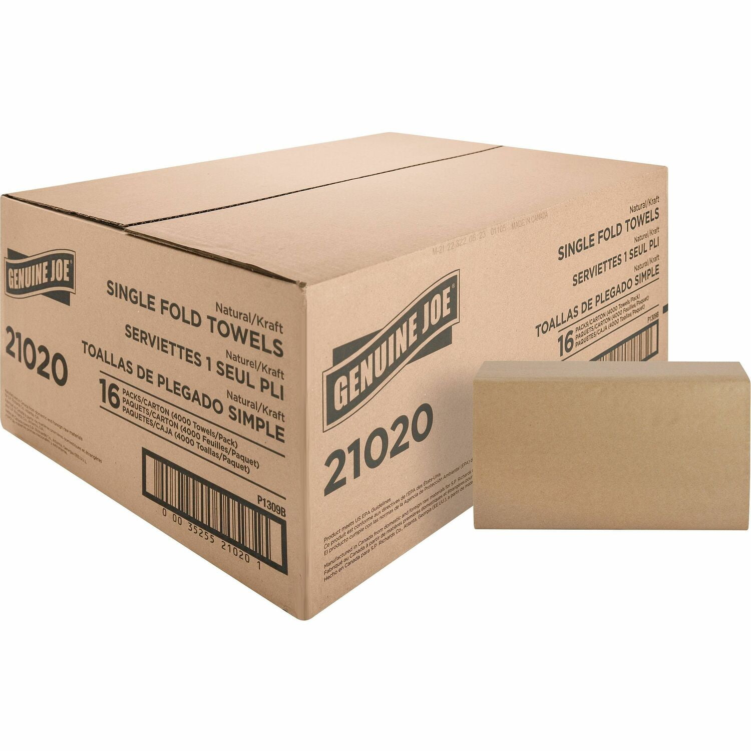 Genuine Joe Single-Fold Value Paper Towels (21020) - 10 Pack