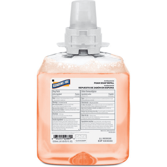 Genuine Joe Antibacterial Foam Soap Refill - Orange Blossom Scent - 42.3 fl oz (1250 mL) - Bacteria Remover - Orange - 4 / Carton