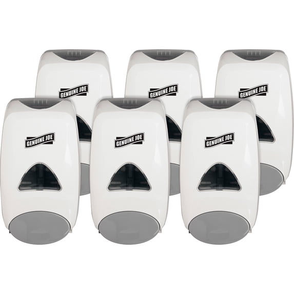 Genuine Joe Solutions 1250 Ml Soap Dispenser - Manual - 1.32 Quart Capacity - Soft Push - White - 6 / Carton