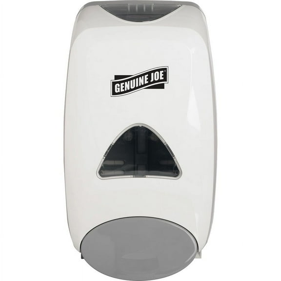 Genuine Joe Solutions 1250 ml Soap Dispenser - Manual - 1.32 quart Capacity - Site Window, Soft Push, Sanitary-sealed, Refillable - White - 1Each | Bundle of 5 Each