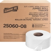 Genuine Joe Solutions Embossed 2 Ply Paper Toilet Paper, Unscented, 8 Rolls per Carton