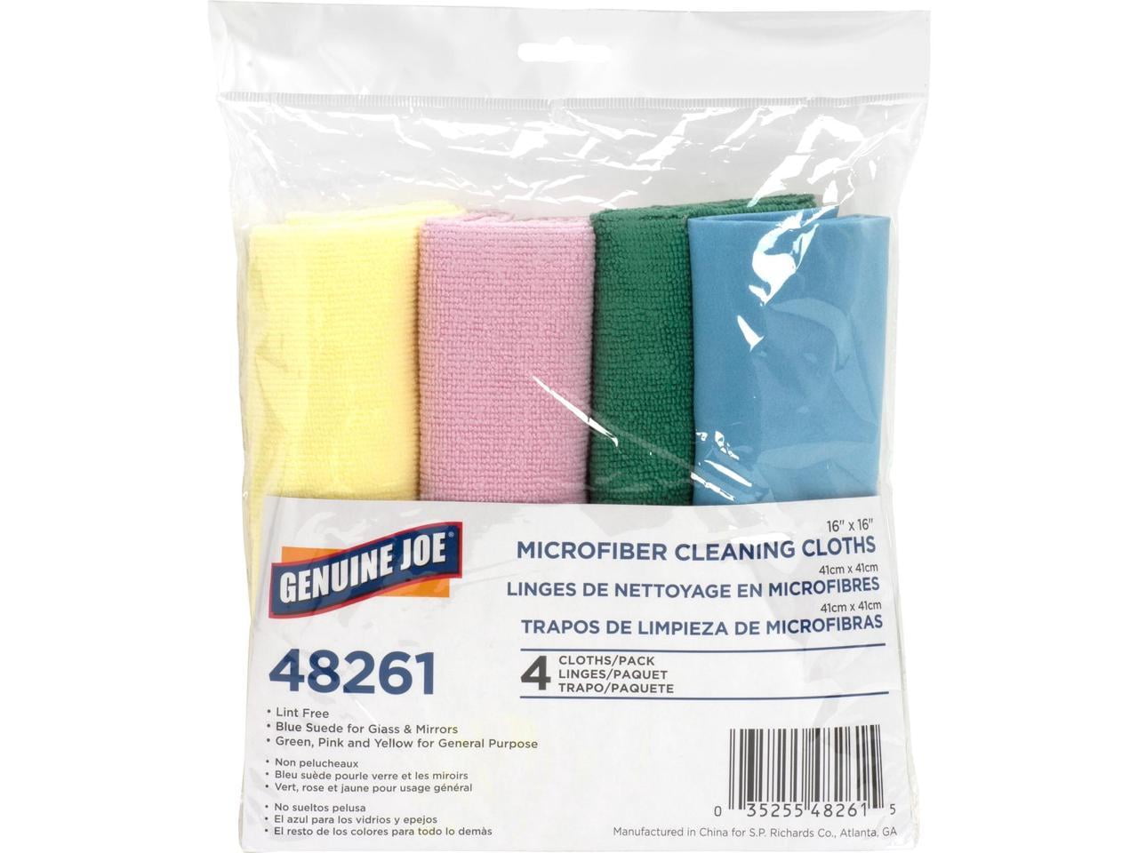 Assorted Color 16"x16" Microfiber Cleaning Cloths, 4 Pack