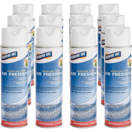 Genuine Joe Sparkling Citrus Air Freshener - Spray - 10 oz - Sparkling Citrus - 12 / Carton | Bundle of 2 Cartons