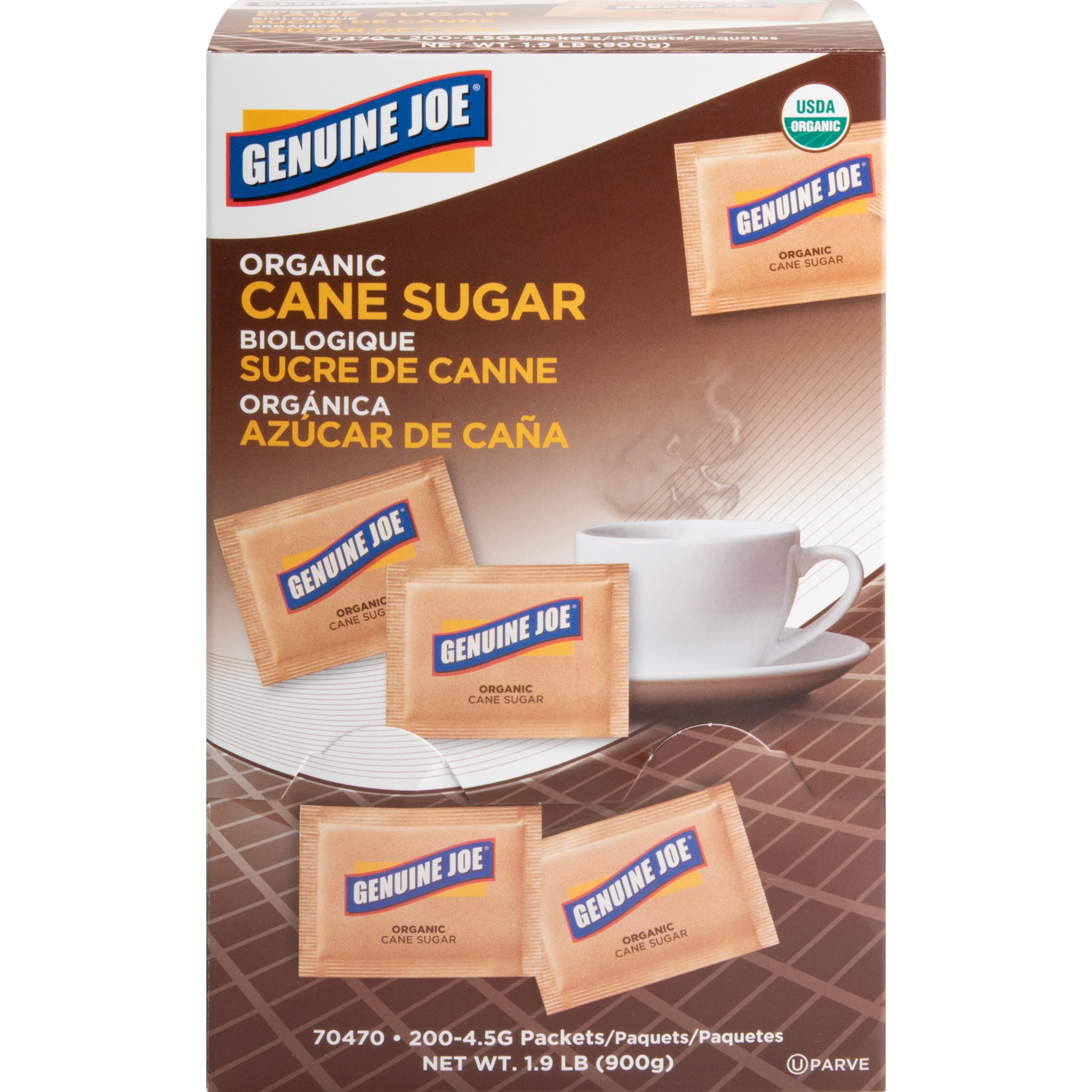 Genuine Joe Turbinado Natural Cane Sugar Packets - 0 lb (0.2 oz) - Molasses Flavor - Natural Sweetener - 200/Box | Bundle of 5