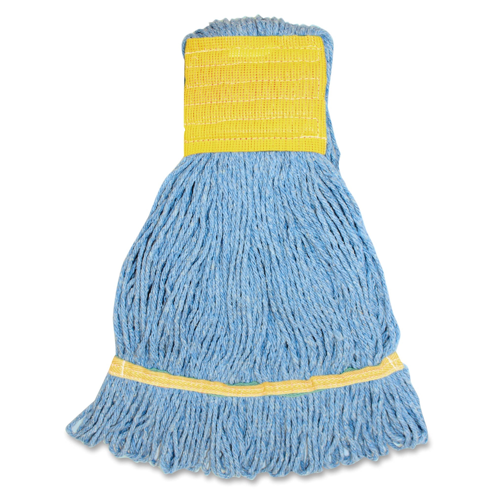 Genuine Joe Wide Band Small Mophead - Small - Rayon, Cotton, Rayon, Fiber - Blue - 1Each Genuine Joe Wide Band Small Mophead - Small - Rayon, Cotton, Rayon, Fiber - Blue - 1Each