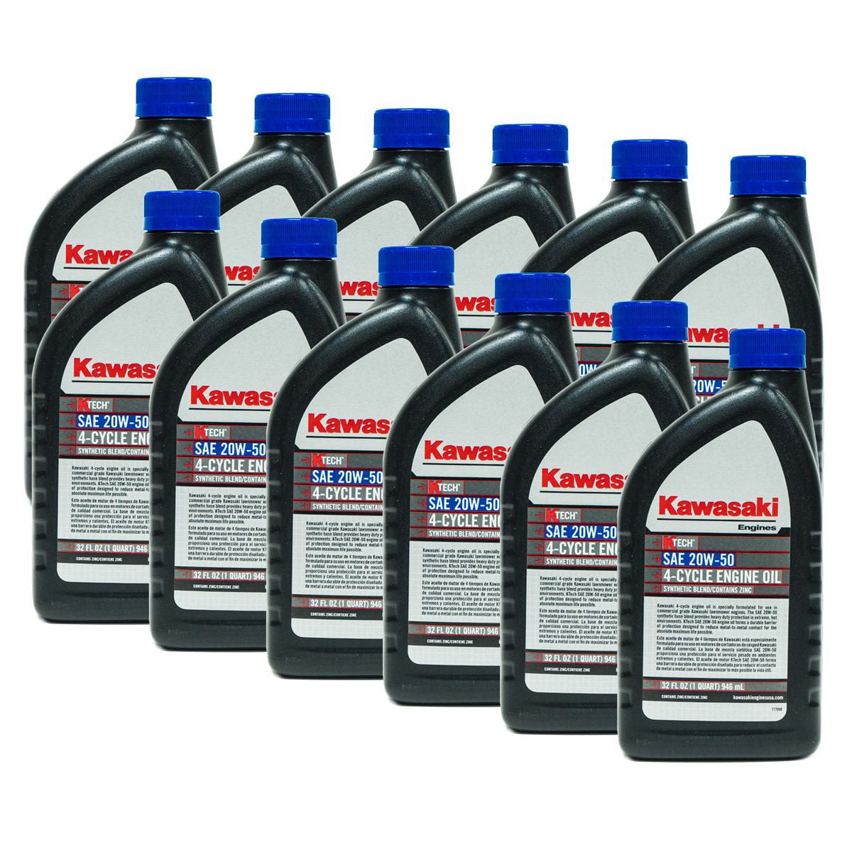 Genuine Kawasaki 12PK OEM 20W50 Motor Engine Oil Quart 4-Cycle K-Tech / 99969-6298