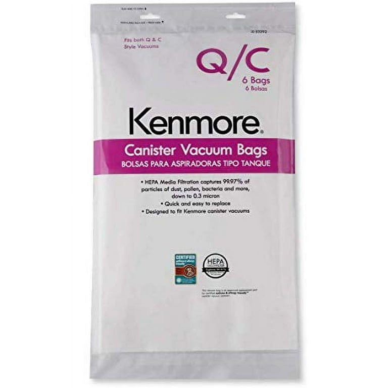 Genuine Kenmore 53292 Type Q C HEPA Canister Vacuum Bags Pack of 6 Walmart