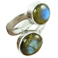 thumbnail image 1 of Genuine Labradoratie Stackable Round Ring, 2 Stone Blue Fire Ring, Dainty Ring, Cocktail Adorable Ring, Bohemian Pinky Good Friday Gift, June Birthstone Stunning Ring (Labradorite, Size 7), 1 of 6