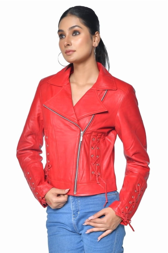 Genuine Lambskin Cross Stitch Leather Jacket