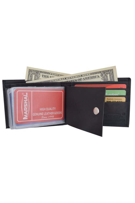 Genuine Lambskin Leather Bifold Snap Pocket Wallet 1154