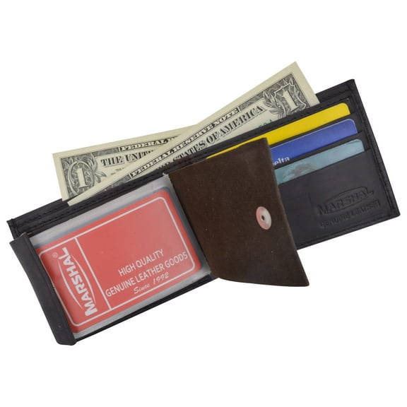 Genuine Lambskin Leather Bifold Snap Pocket Wallet 1154