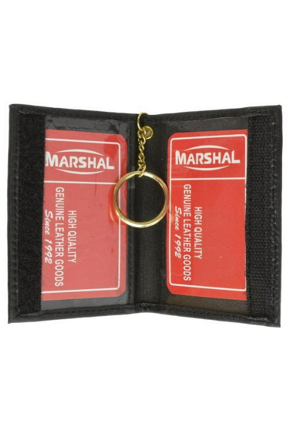 Genuine Lambskin Soft Leather Credit card Id Card Holder with Key Chain by Marshal