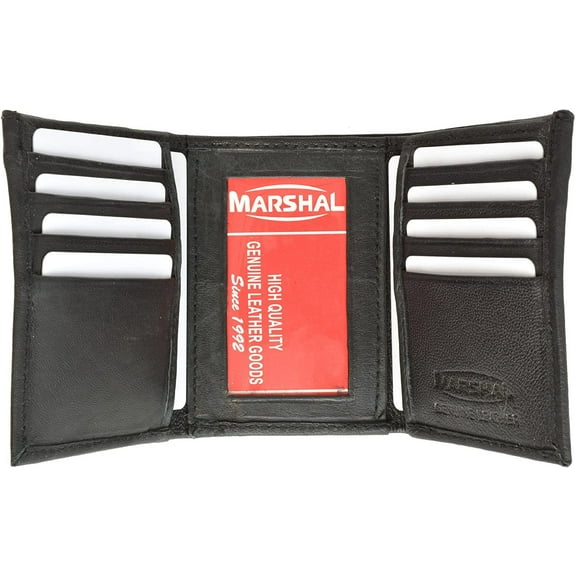 Genuine Lambskin Soft Leather ID and Credit Card Trifold Wallet by Marshal