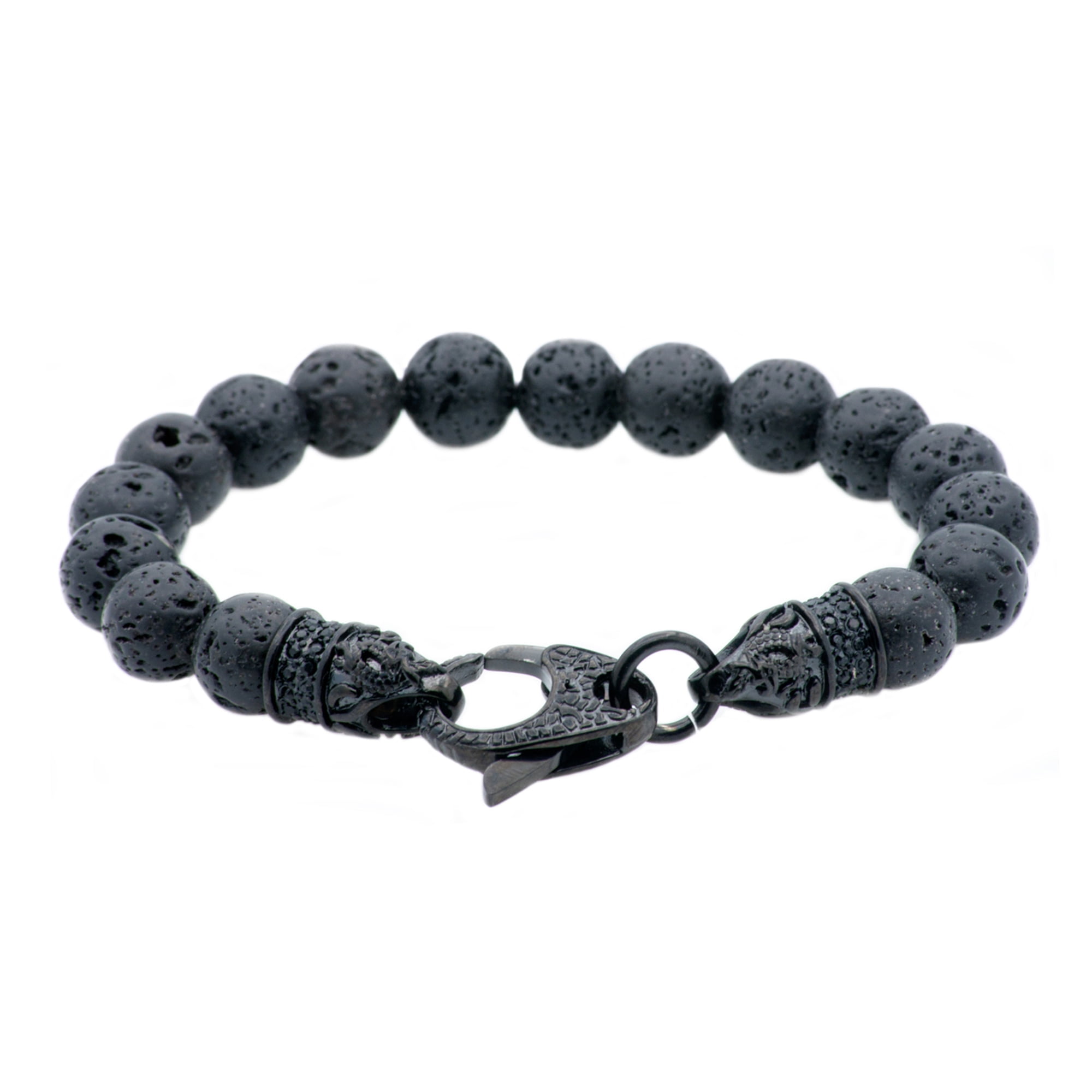 Black Lava Stone Beaded Bracelet for Men, Red Bead and Silver Details! –  Colors And Shine