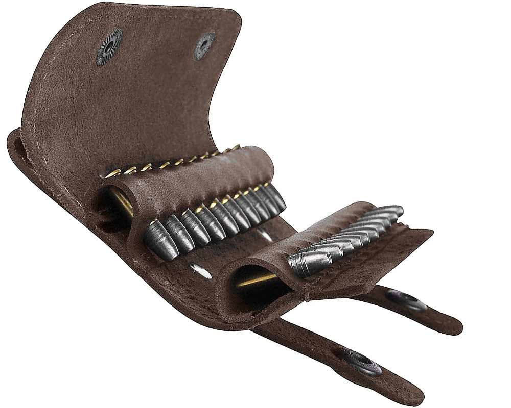 Genuine Leather .22 Cal Ammo Belt Pouch Shell Holder Brown Walmart