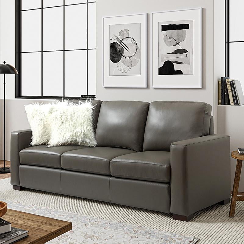 Genuine Leather 3 Seater Sofa with Removable Cushions Corner Couch Solid Wooden Legs Living Room Turquoise Walmart