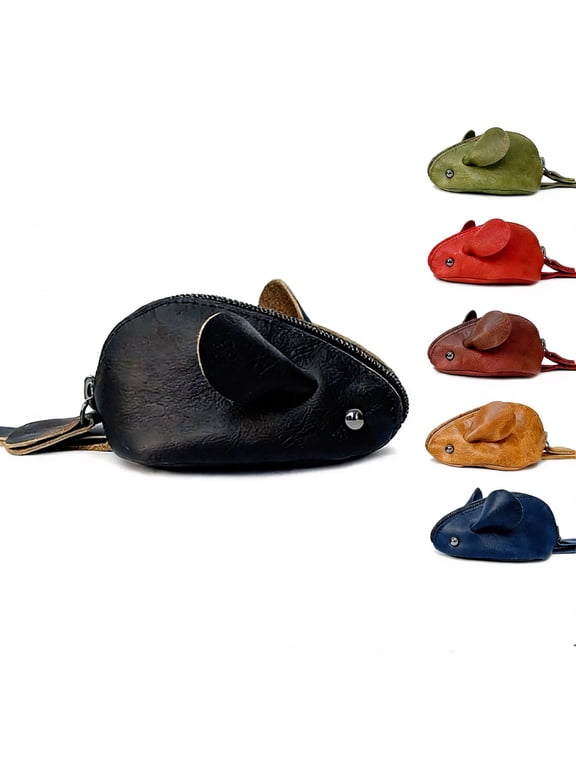 Genuine Leather 3D Mouse Cute Coin Purse Wallet-Black