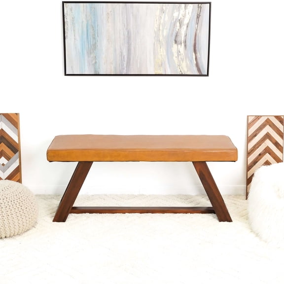 Genuine Leather, 47 - inch Wide, 15 - inch Deep Bench - Ideal for Home Offices, Providing Comfort