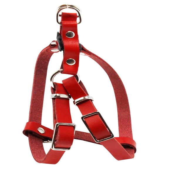 Genuine Leather Adjustable Step-in Dog Harness 2 Sizes Small XSmall [Red]