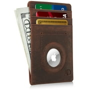 Genuine Leather Air Tag Holder - Slim Minimalist Wallets For Men & Women - Front Pocket Thin Mens Wallet RFID Credit Card Holder Gifts For Men