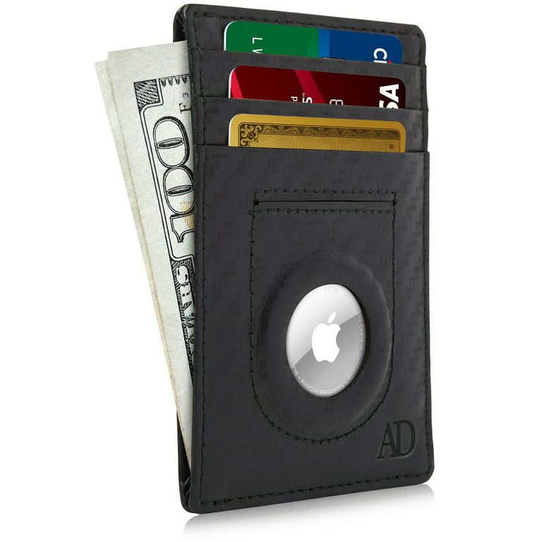 Slim Minimalist Wallets For Men & Women - Leather Front Pocket Thin Mens Wallet RFID Credit Card Holder Gifts, Black