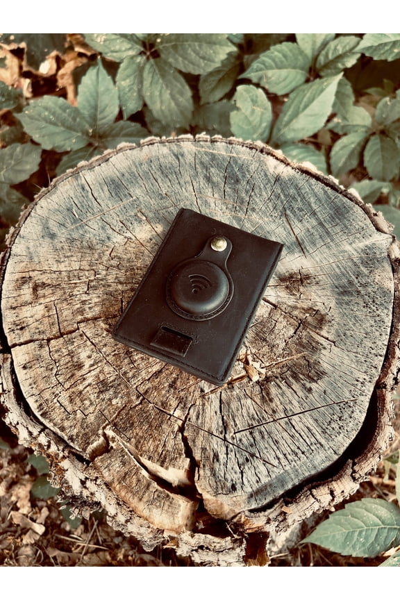 Genuine Leather Airtag Wallet | Credit Card Bifold Wallet for Apple Air Tag GPS | Minimalist RFID Blocking Slim Wallet | Multifunctional with Money Clip - Gift Box (Black)