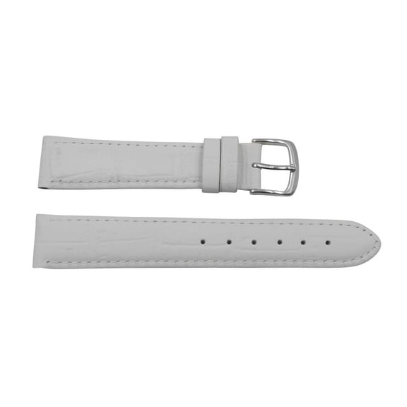 Genuine Leather Alligator Grain 14mm Pastel White Watch Strap