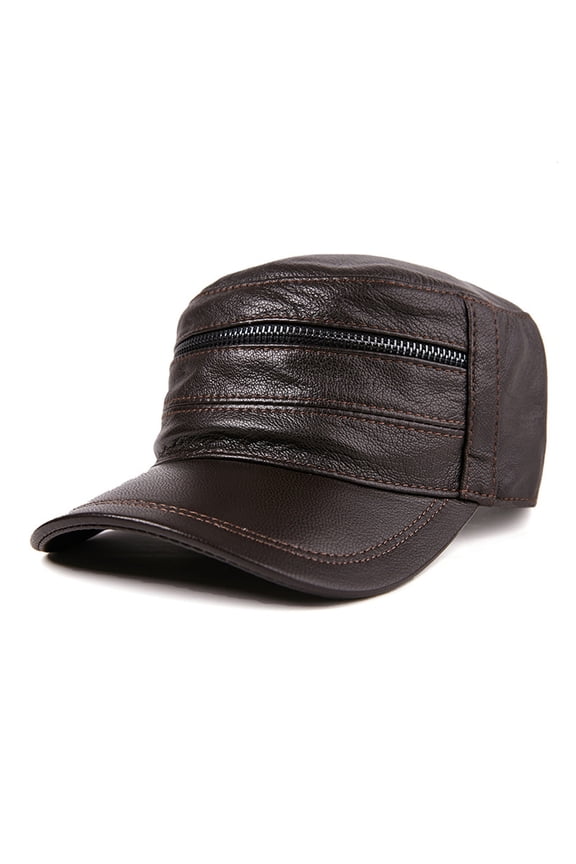 Genuine Leather Army Cap Men First Layer Beret H-igh Qual-ity Brand Male Warm Autumn Adjustable Winter Cap ,Fashion