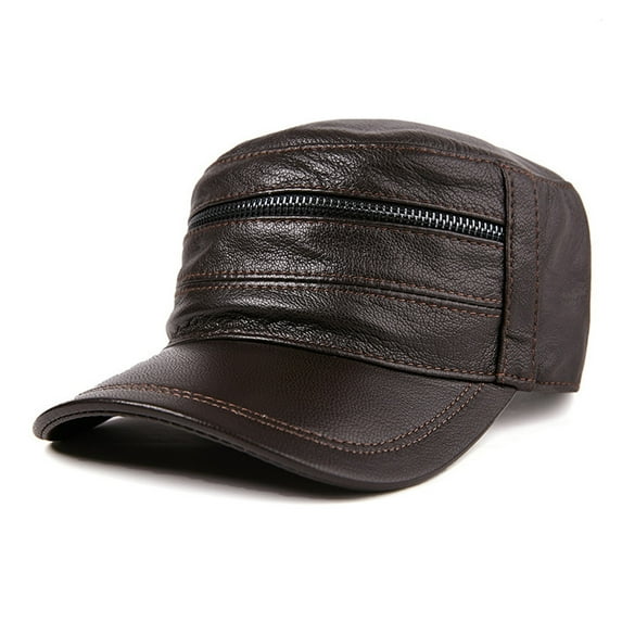 Genuine Leather Army Cap Men First Layer Beret H-igh Qual-ity Brand Male Warm Autumn Adjustable Winter Cap ,Soft Feel