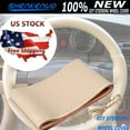 thumbnail image 1 of Genuine Leather Auto Car DIY Steering Wheel Cover With Needles and Thread Beige,SHENKENU, 1 of 14