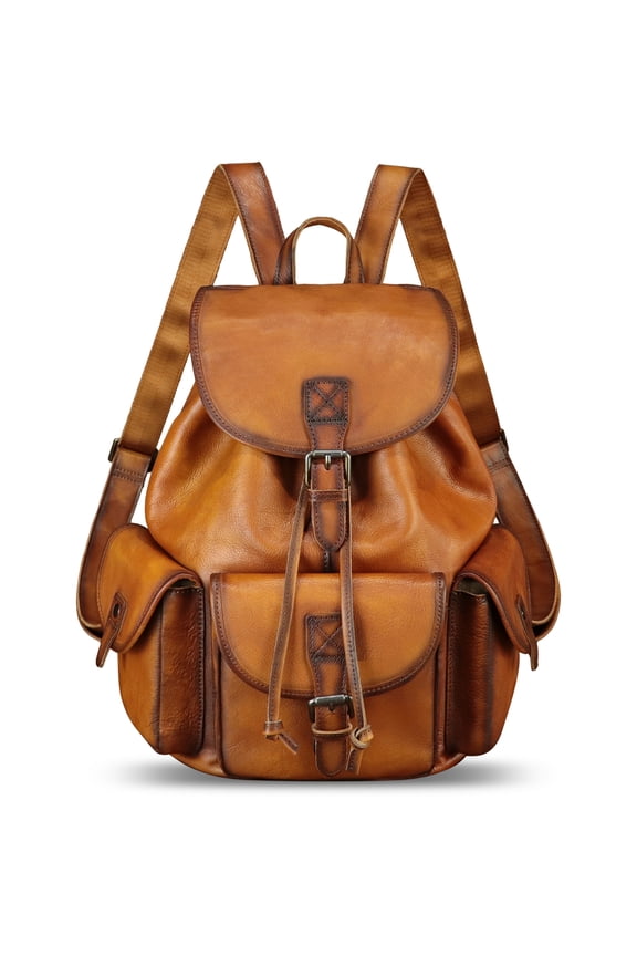 Genuine Leather Backpack Purse for Men Women Knapsack Rucksack for Laptop Travel
