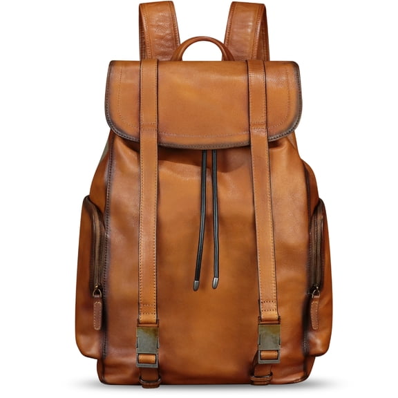Genuine Leather Large Backpack Purses for Men Women Knapsack Rucksack for Travel