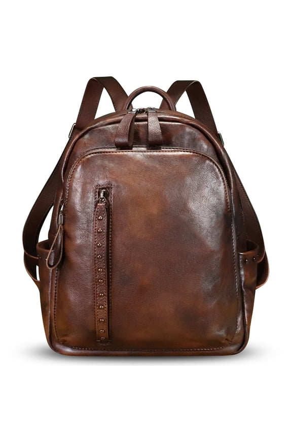 Genuine Leather Backpack for Women Real Leather Rucksack Daypack Handmade Pruse