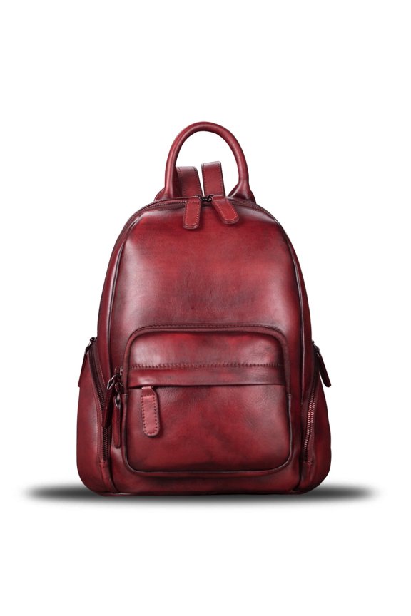 Genuine Leather Backpack for Women Real Leather Rucksack Daypack Handmade Pruse