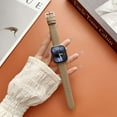 thumbnail image 1 of Genuine Leather Band for Apple Watch 38/40/41/42mm(S10), for iWatch Ultra SE Series 10 9 8 7 6 5 4 3 2 1, Litchi Grain Slim Strap for Women, with Adjustable Metal Buckle, Khaki, 1 of 7