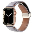 thumbnail image 1 of Genuine Leather Band for Apple Watch 38mm 40mm 41mm 42mm(Series 10), Magnetic Adjustable Strap Replacement Watch Band for iWatch Series 10/9/8/7/6/5/4/3/2/1/SE, Purple, 1 of 6